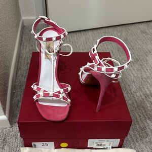 Valentino Pink and White Strappy Heels